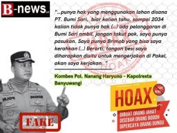 Lagi, Hoax Hantam Kapolresta Banyuwangi, Diduga Ulah Oknum Yang Mengatasnamakan Petani Desa Pakel