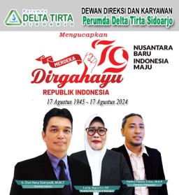 Direksi dan Karyawan Perumda Delta Tirta Sidoarjo Mengucapkan HUT ke 79 Republik Indonesia