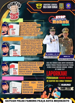 Pemkot Mojokerto Melalui Satpol PP Sosialisasikan Ciri-ciri Rokok Cukai Palsu