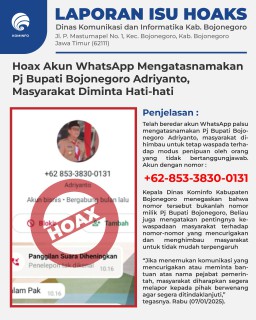Beredar Akun WhatsApp Palsu Mengatasnamakan Pj Bupati Bojonegoro, Warga Diminta Waspada