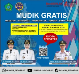 Pemkab Sidoarjo Buka Pendaftaran Mudik Gratis 2025