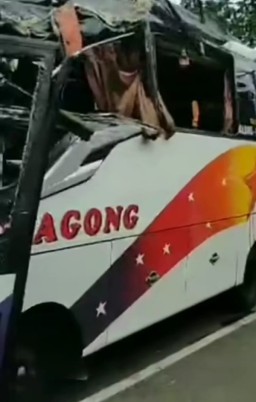 Bus Bagong Seruduk Pohon, Tidak Ada Korban Jiwa,  Arus Lalu Lintas Macet di Jl Pangsud Malang 