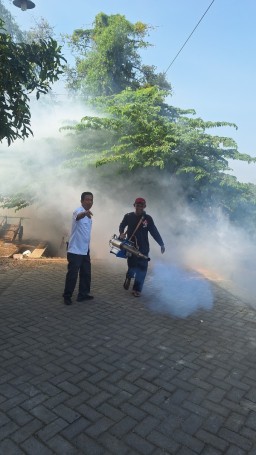 Cegah Penyebaran Penyakit DBD, Pemdes Boboh Menganti Gelar Fogging Massal 