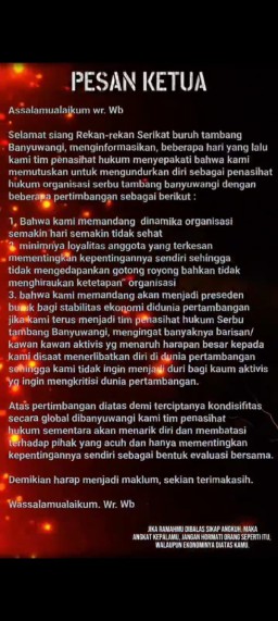 Tim Penasihat Hukum Serbu Tambang Banyuwangi Mengundurkan Diri, Soroti Dinamika Organisasi Yang "Tidak Sehat"