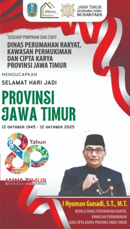 Dinas PRKP dan Cipta Karya Jatim Mengucapkan Selamat Hari Jadi ke 80 Provinsi Jawa Timur