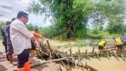 Wabup Alif Tinjau Banjir di Desa Glindah, Perbaikan Tanggul Kali Lamong Dilakukan Segera