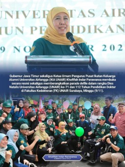 Gubernur Khofifah Berangkatkan Parade Defile Dies Natalis ke-71 UNAIR dan 112 Tahun Pendidikan Dokter