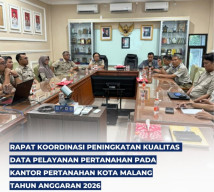 Fokus Tingkatkan Kualitas Data, BPN Kota Malang Perkuat Koordinasi Internal Tahun 2026