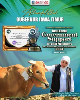 Gubernur Khofifah Raih Penghargaan Best Local Government Support for Cattle Practitioners dari Ikatan Dokter Hewan Sapi Indonesia