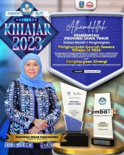 Jatim Sabet Dua Penghargaan Anugerah Ki Hajar 2023, Gubernur Khofifah : Jadi Kado Hari Guru dan Bukti Tekad Guru di Jatim Melek Teknologi