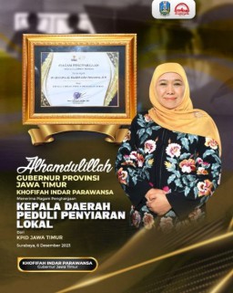 Raih Penghargaan Kepala Daerah Peduli Penyiaran Lokal dari KPID Jatim, Gubernur Khofifah Tekankan Pentingnya Industri Penyiaran di Era Disrupsi