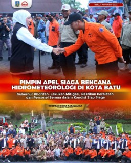 Gubernur Khofifah Pimpin Apel Siaga Bencana Hidrometeorologi di Kota Batu