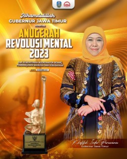 Jatim Raih Anugerah Revolusi Mental 2023 Kategori Indonesia Melayani, Gubernur Khofifah : Bukti Komitmen Jajaran ASN Jatim Layani dengan CETTAR