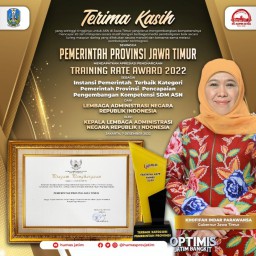 Pemprov Jatim Terima Penghargaan Instansi Terbaik di Ajang Training Rate Award 2022 LAN RI