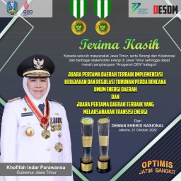 Pemprov Jatim Borong Dua Penghargaan Terbaik Anugerah Dewan Energi Nasional Tahun 2022