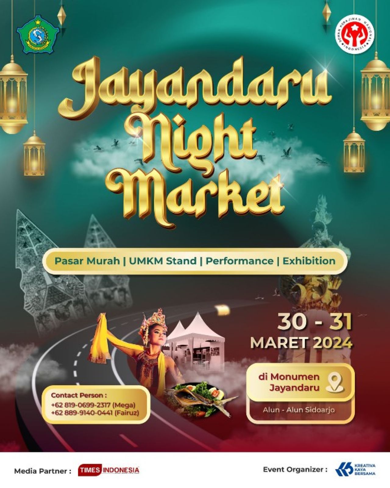 Sidoarko Jayandaru Night Market 2024 digelar pada 30-31 Maret 2024 di Alun-alun Sidoarjo. (Ist)
