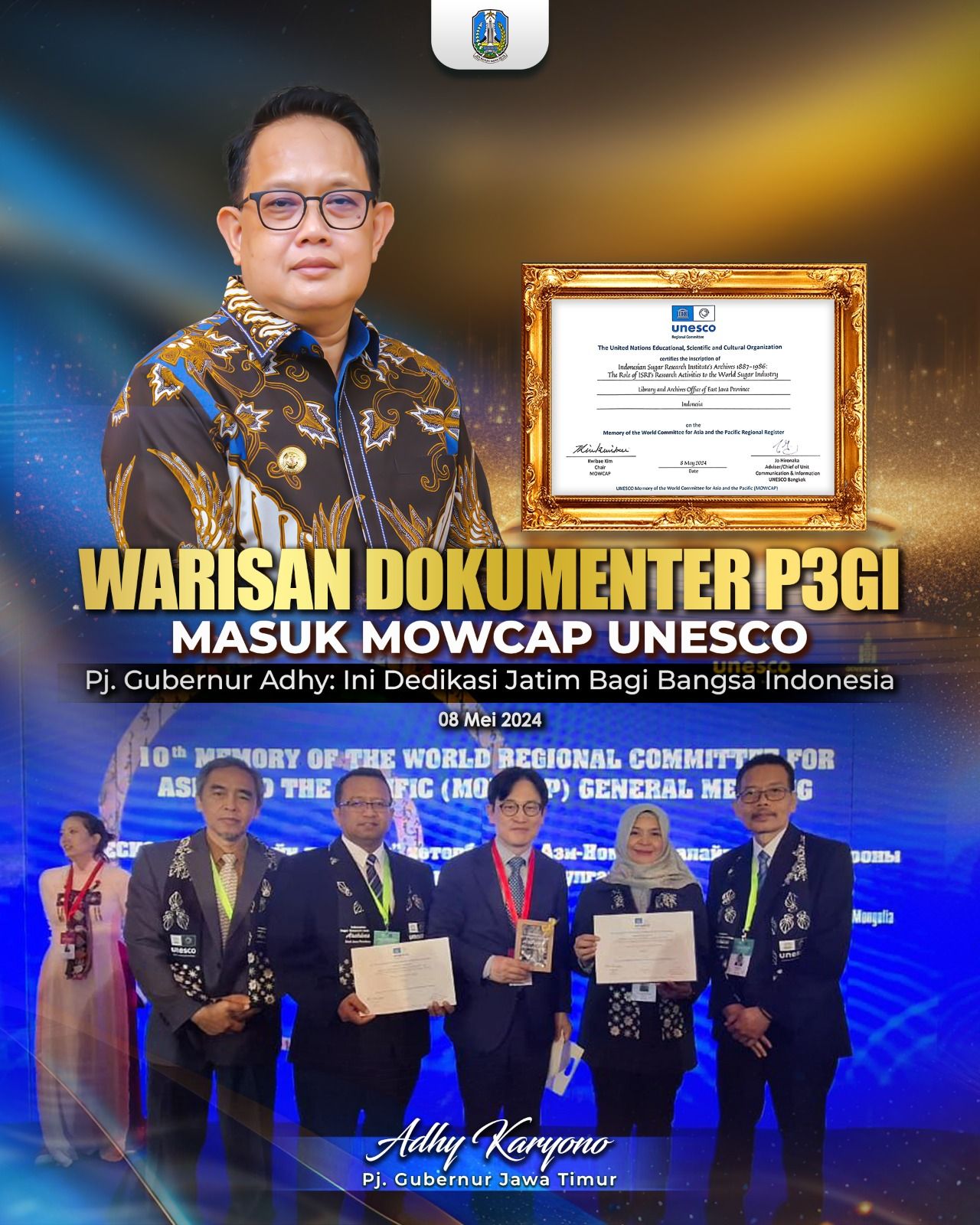 Warisan Dokumenter P3GI Masuk MOWCAP UNESCO. (Ist)