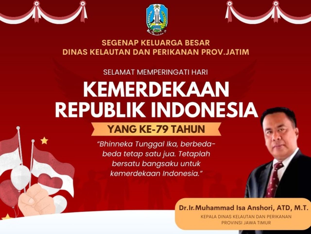 Dr. Ir. Muhammad Isa Anshori, ATD, MT, Kepala Dinas Kelautan dan Perikanan Prov Jatim. (ist)ri