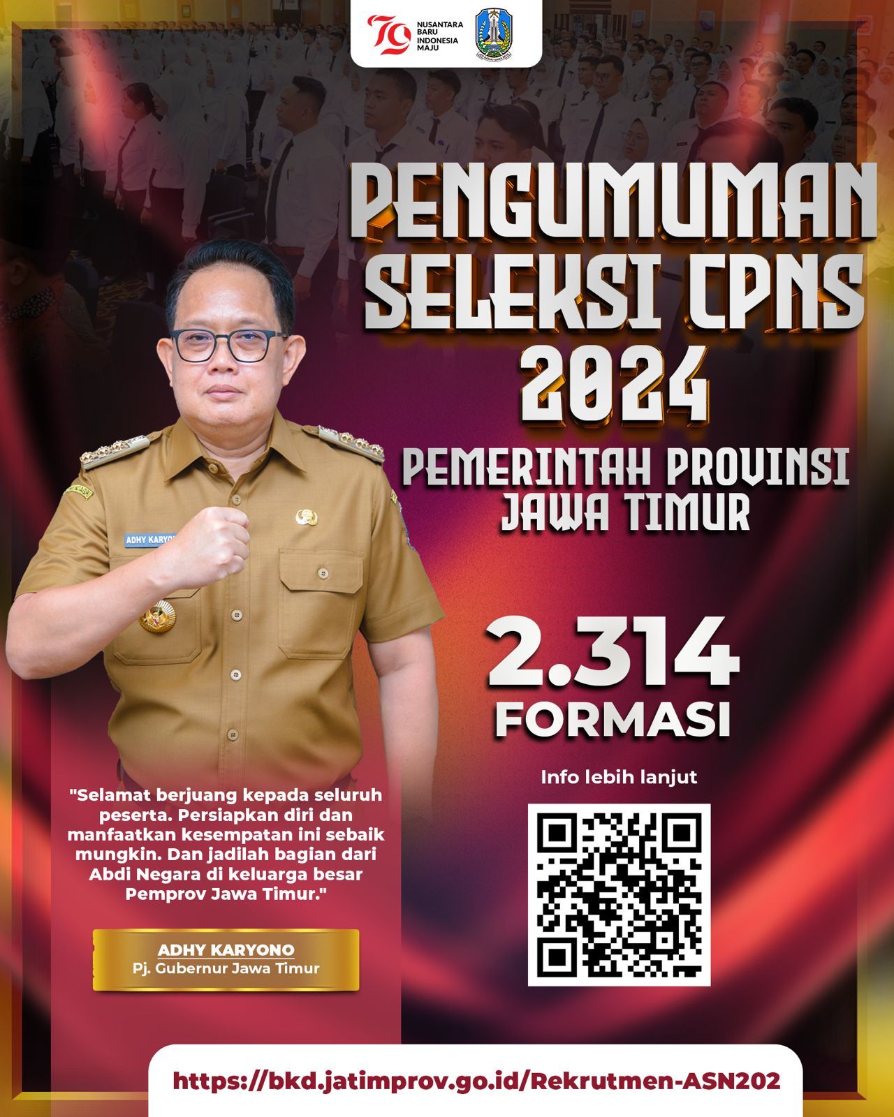 Pemprov Jatim buka formasi CPNS 2024. (Ist)