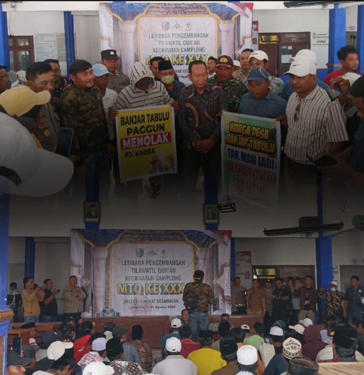 masyrakatbCamplong saat melakukan aksi protes dijaga ketat petugas.(ist)