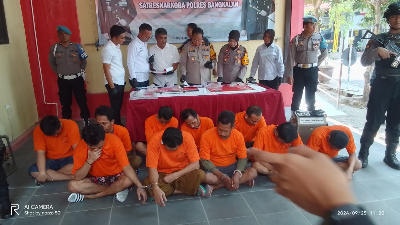 polres Bangkalan ssat konferensi pers hasil penangkapan tersangka dalam 16 kasus kriminal. (ist)