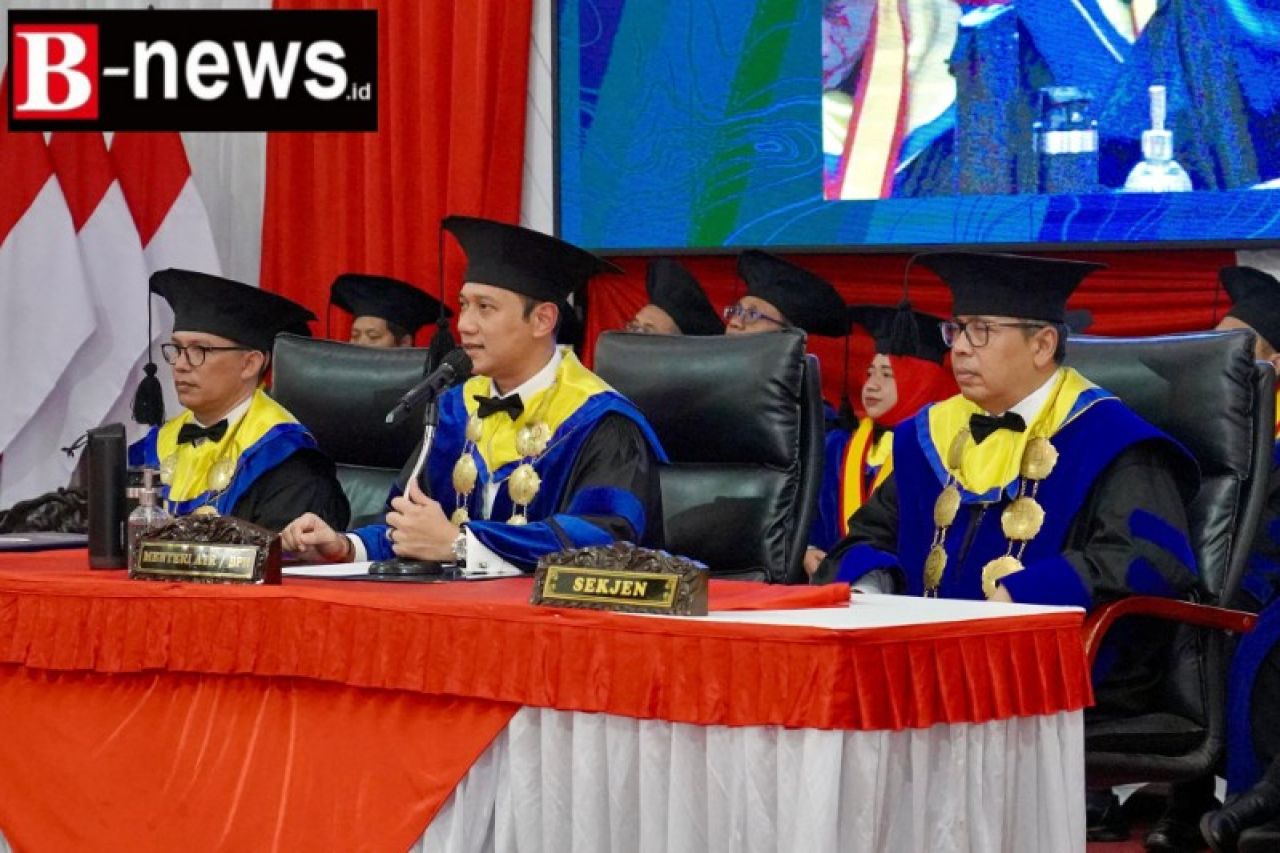 Menteri ATR/BPN Agus Harimirti Yudhoyonoenghadiri wisuda sekolah Pertanahan di Sleman. (ist)