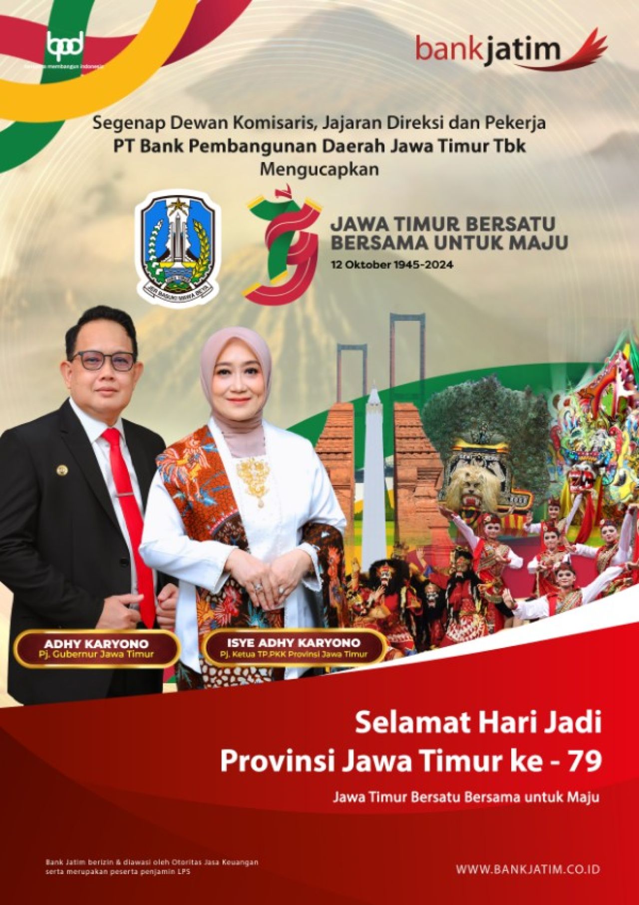 Bank Jatim Ucapkan Selamat Hari Jadi Ke 79 Provinsi Jawa Timur Tahun 2024
