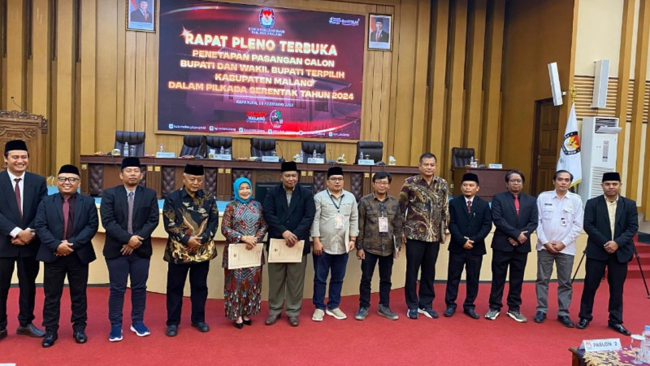 KPU Ksbupaten Malang gelar rapat pleno terbuka penetapan bupati terpilih periode 2025-2030 pada pilkada serentak 2024. (ist)