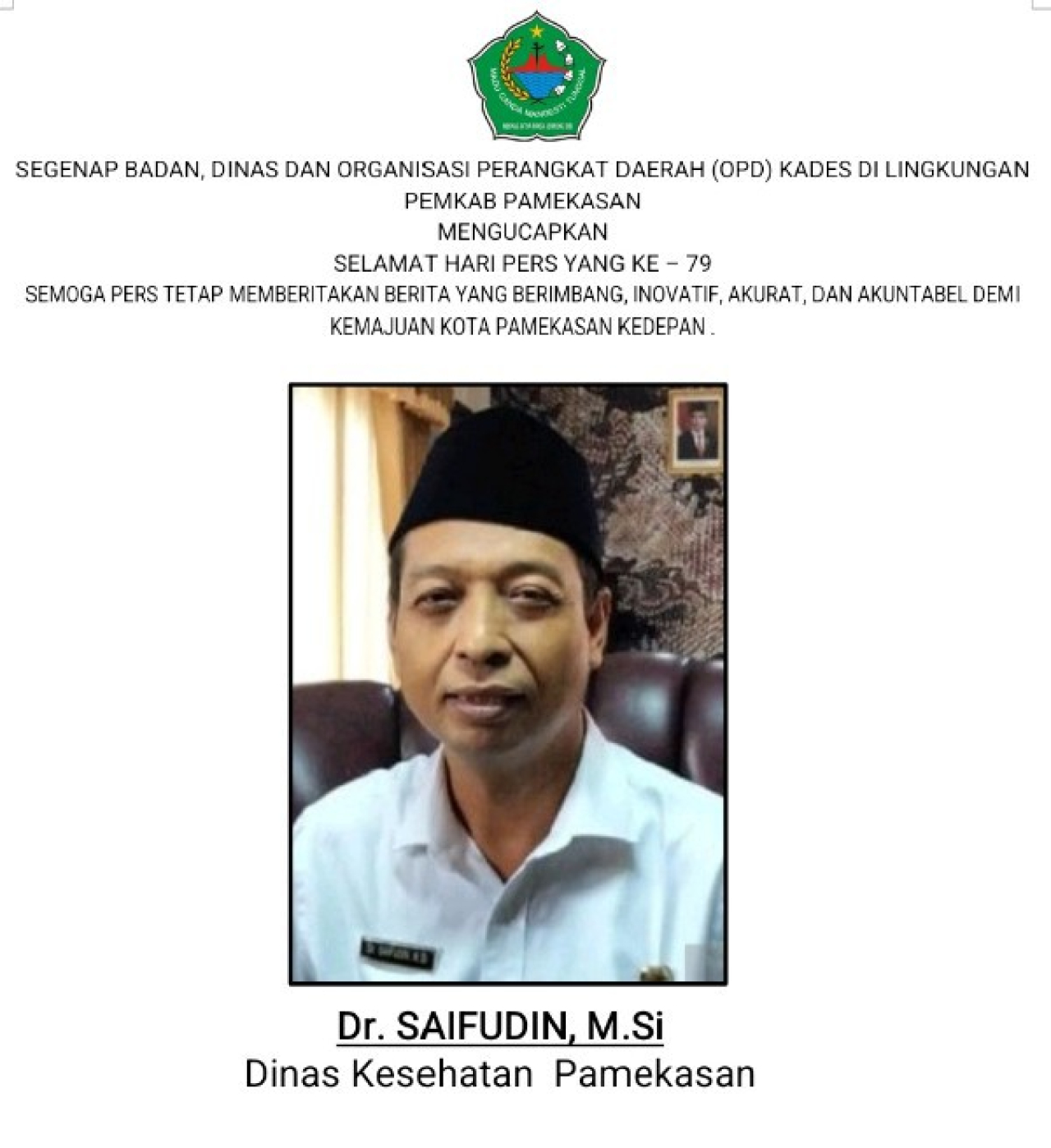 kepala Dinas Kesehatan Kabupaten Pamekasan, Dr Saifudin,MSi.