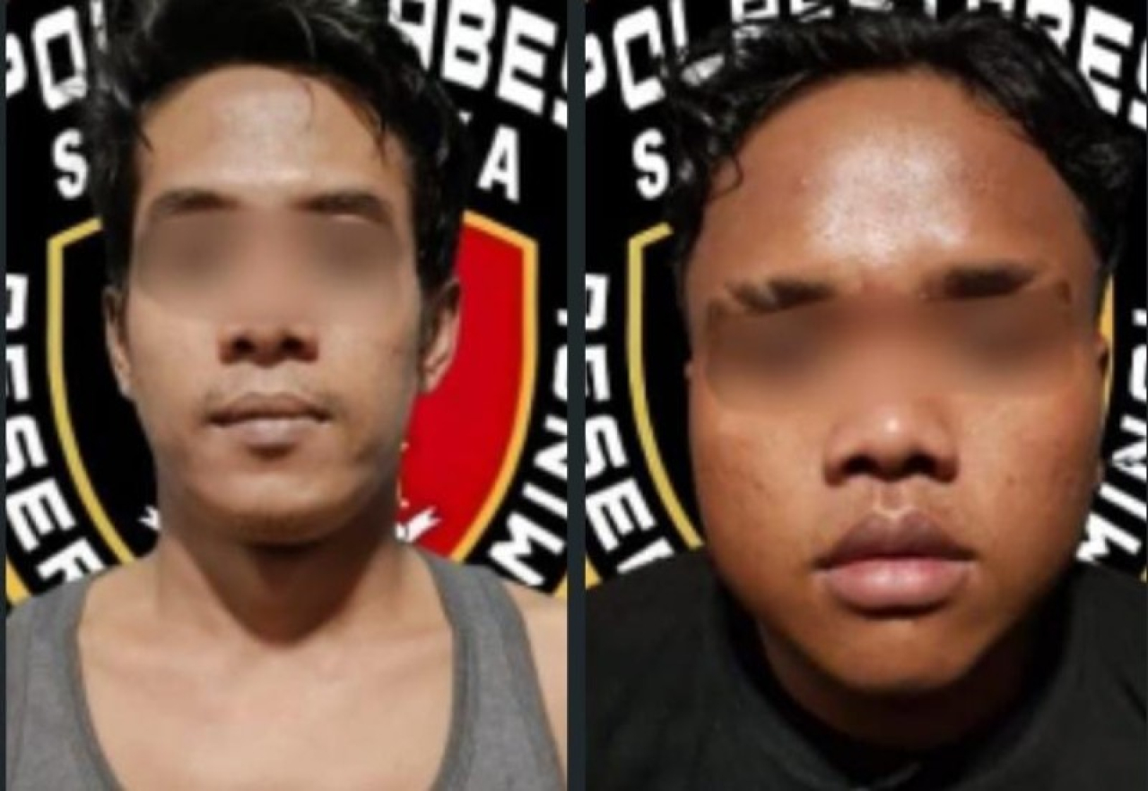 Dua tersangka Curat spesialis minimarket MAH (30) dan AR (23) yang berhasil diamankan Polrestabes Surabaya. (ist)