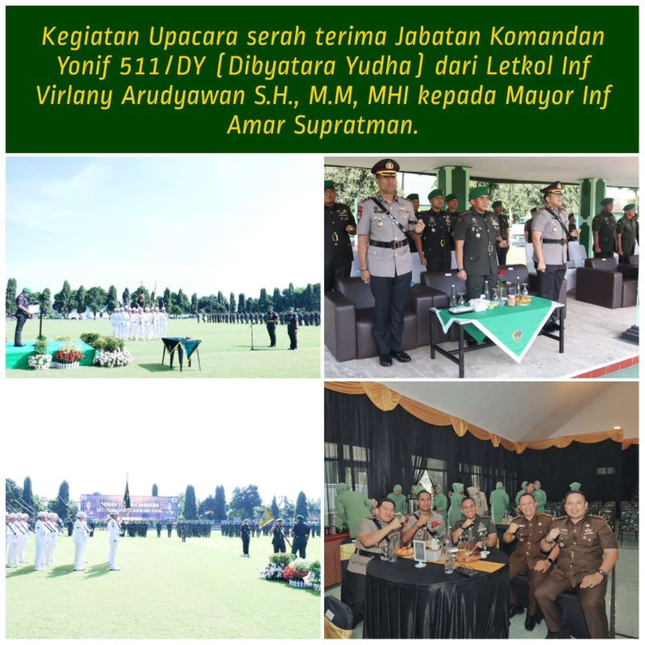 Mayor Inf Amar Supratman Resmi Jabat Komandan Yonif 511/Dibyatara Yudha. (ist)