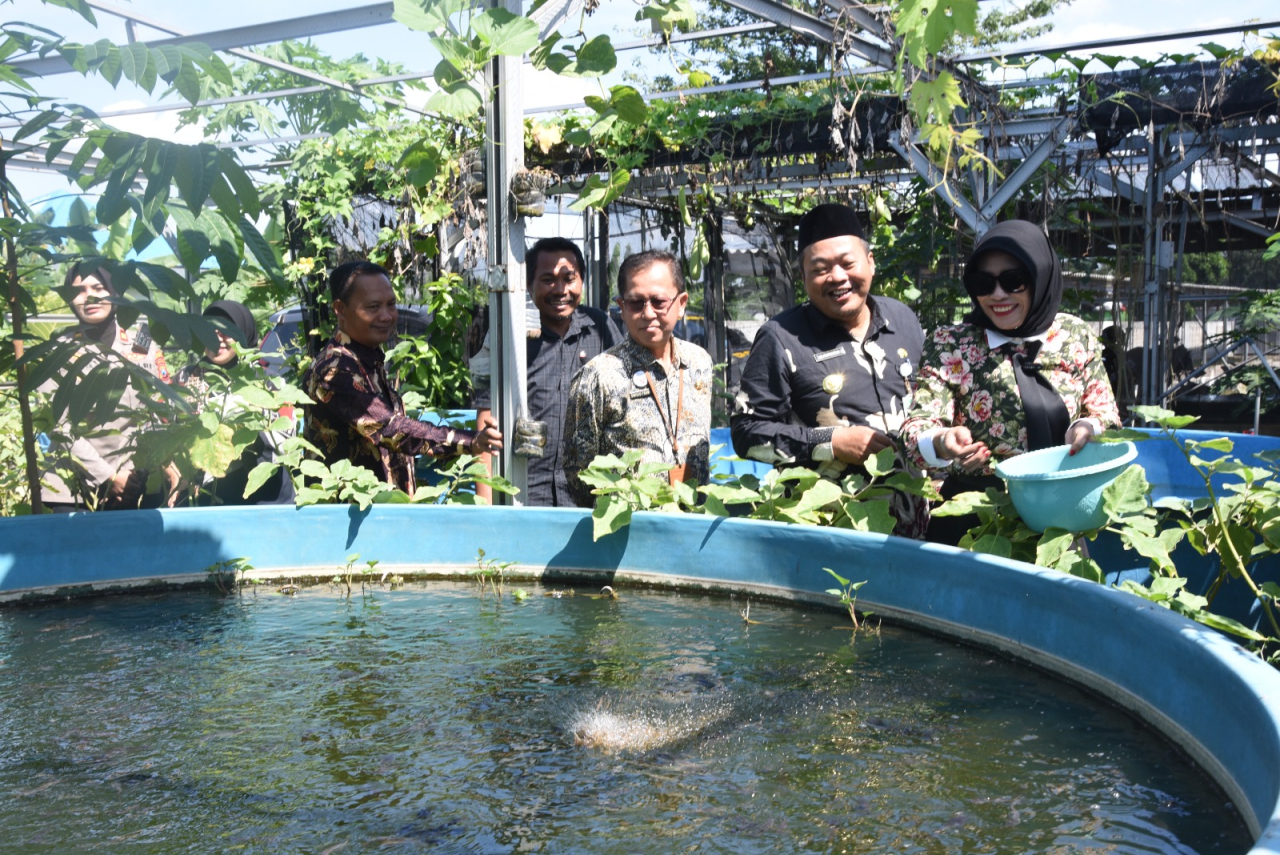 Wabup Mimik Idayana Apresiasi Inovasi Pemdes Sedatigede Olah Sampah Organik Menjadi Makanan Tambahan Ikan Lele