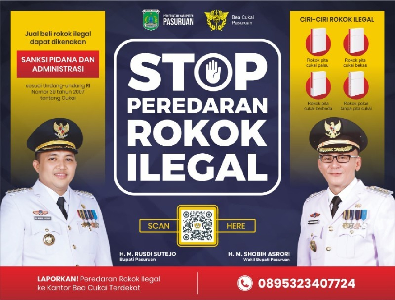 Pemerintah Kabupaten Pasuruan Imbau masyarakat stop peredaran rokok ilegal/tanpa cukai. (Ist)