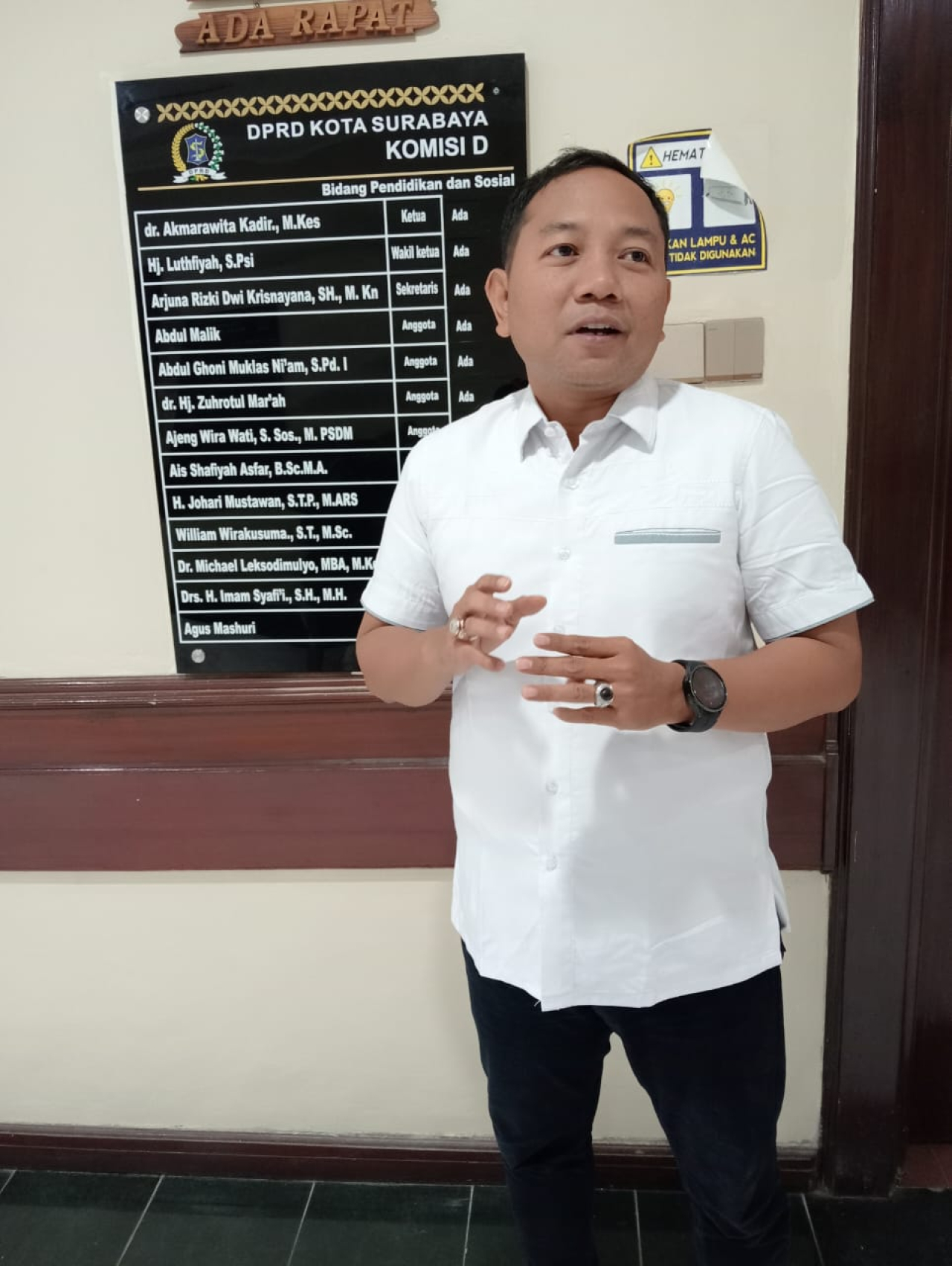 Anggota komisi D DPRD kota Surabaya Abdul Malik Politisi PDI-P