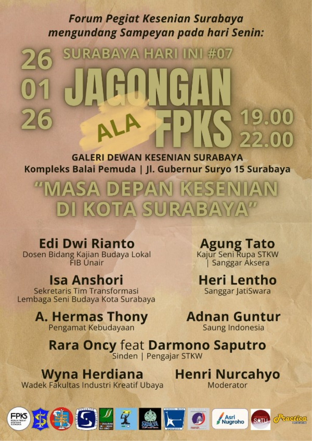 FPKS Gelar Diskusi Masa Depan Kesenian Surabaya . (Ist)