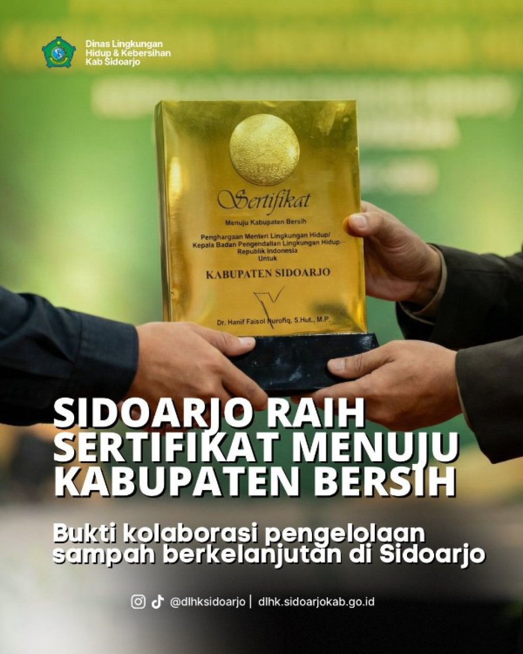 Sidoarjo Raih Sertifikat Menuju Kota Bersih, Masuk 10 Terbaik Nasional dalam Pengelolaan Sampah