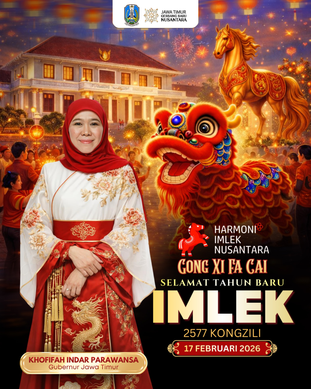 Momen Imlek, Khofifah Ajak Perkuat Toleransi dan Harmoni Jelang Ramadhan