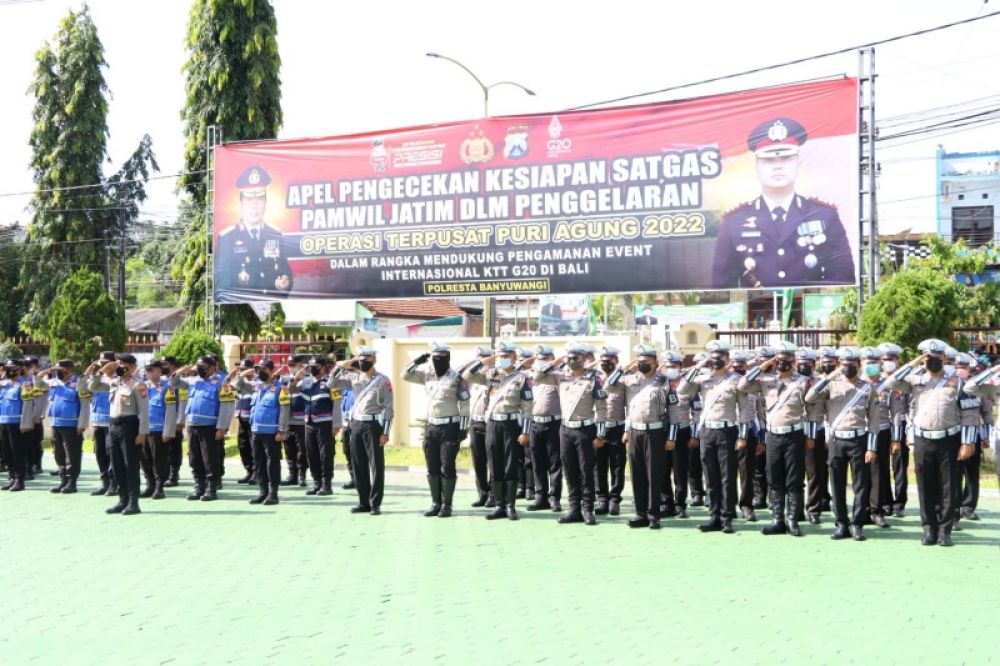 Polresta Banyuwangi gelar apel pasukan pengamanan KTT G20. (Ist) 