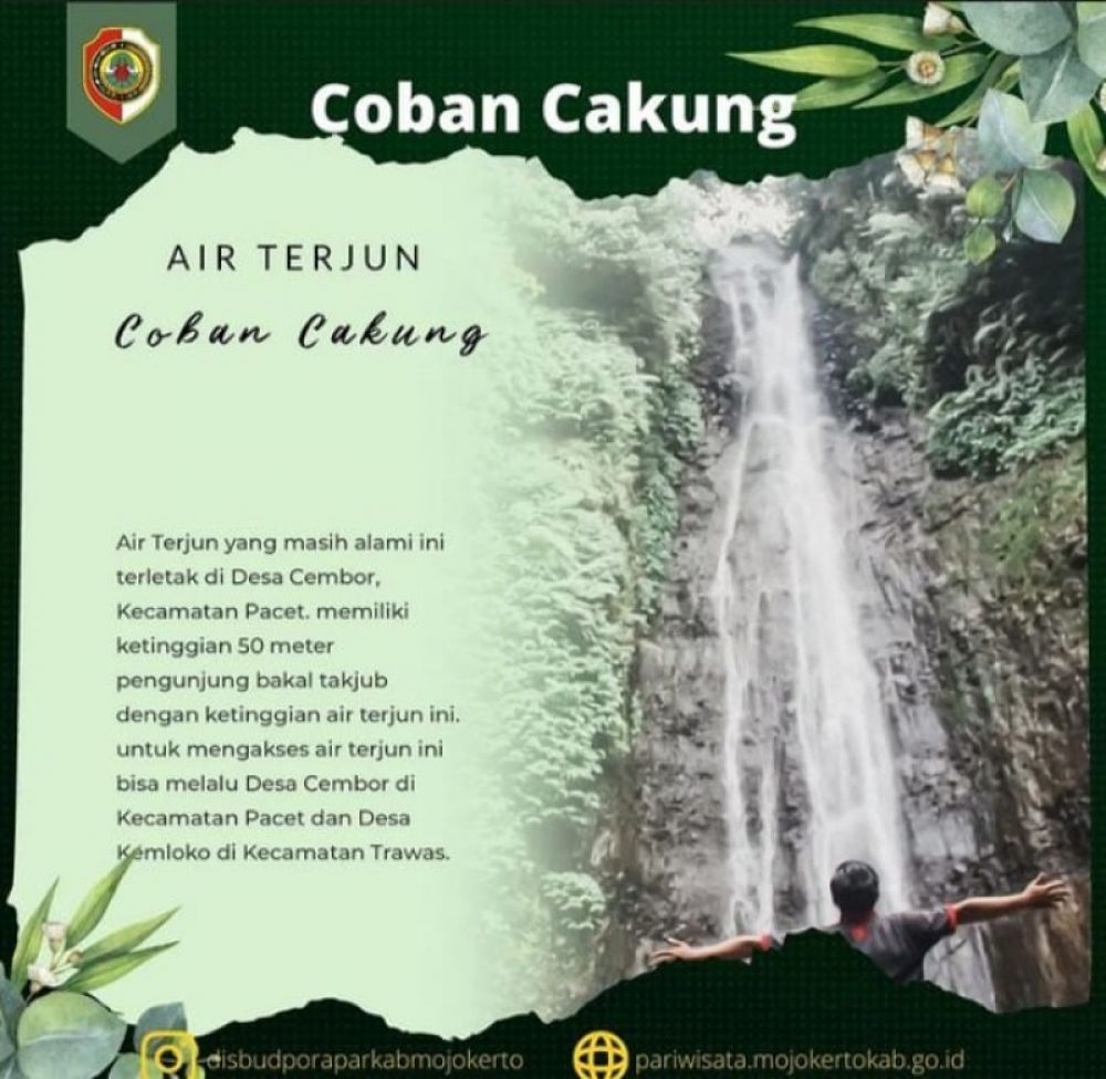 Air Terjun Coban Cakung, Distinasi Wisata Alam Kabupaten Mojokerto dengan nuansa alam yang indah ini perlu dicoba bersama keluarga, terletak di Desa Gembor Pacet, (Ist) 