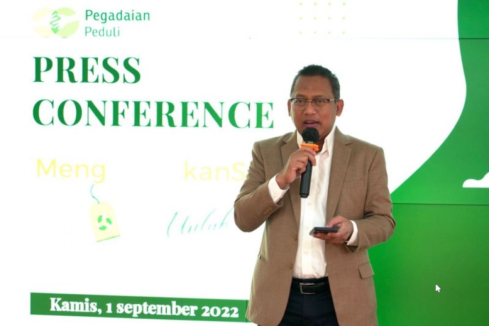Dirut PT Pegadaian Damar Latri Setiawan saat menggelar Konferensi pers di Jakarta. (Ist) 