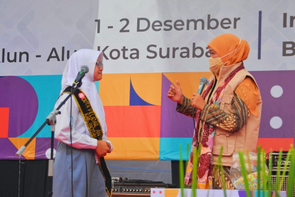 Apresiasi Pemilihan Duta Pelajar Antikorupsi, Gubernur Khofifah Dukung Pendidikan Antikorupsi Ditanamkan Sejak Usia Dini. (Ist) 