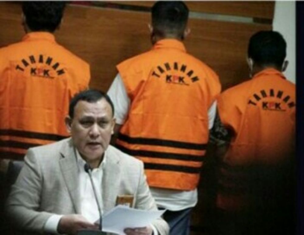 Ketua KPK Firli Bahuri saat gelar rilis penetapan tersangka dalam kasus dugaan jual beli jabatan di Kabupaten Bangkalan.(Ist) 