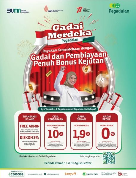 Gadai Merdeka membebaskan bunga sampai 45 hari. (Ist) 