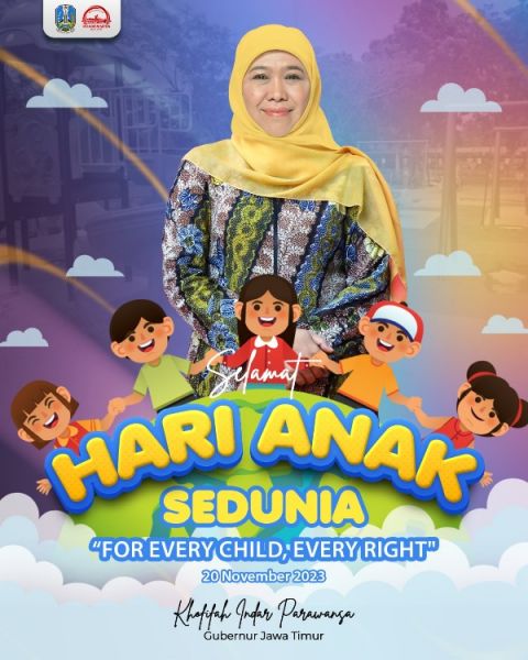 Hari Anak Sedunia, Gubernur Khofifah serukan hak dan perlindungan Anak-anak Palestina.( ist) 