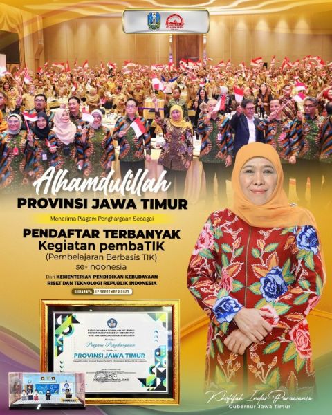 Gubernur Khofifah terima penghargaan dari Kemendikbudristek RI. (Ist) 