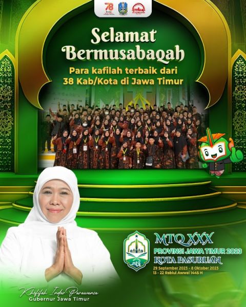 Gubernur Khofifah mengucapkan selamat datang peserta MTQ XXX Prov Jatim. (Ist) 