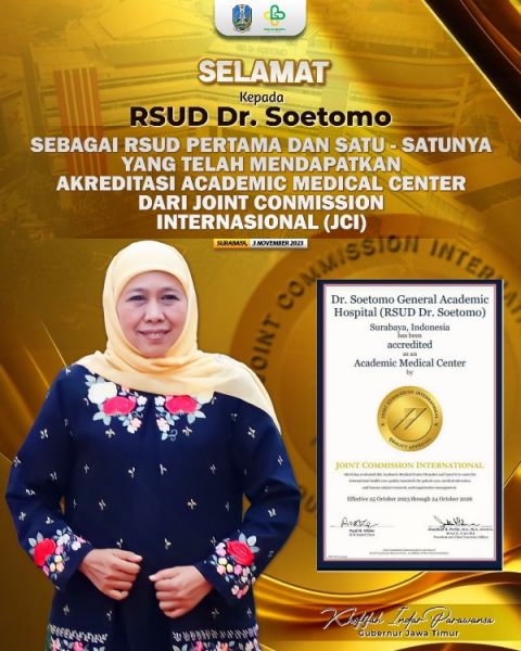 Gubernur Khofifah mengapresiasi RSUD Dr Soetomo masuk 66 RS di Dunia. (Ist) 
