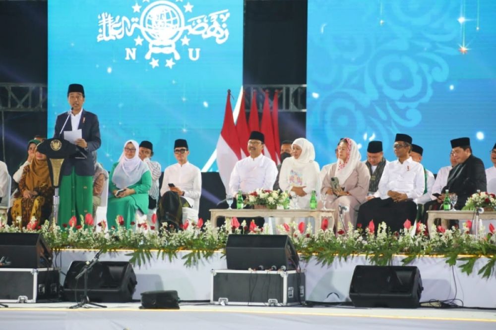 Presiden Joko Widodo saat membuka satu abad NU di Banyuwangi. (Ist) 
