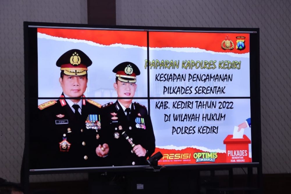 Kapolres Kediri AKBP Agung Setyo Nugroho berikan arahan semua jajaran mulai dari PJU, Kapolsek, Intel agar siap memberikan pengamanan Pilkades. (Ist) 