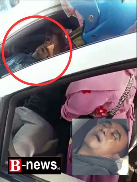 Pria yang ditemukan tewas mendadak tanpa sebab di dalam mobil, tepat disamping SPBU Klatak, Kalipuro, Banyuwangi, Rabu (26/4/2023). (Ist) 